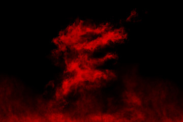 Textured cloud, Abstract red,isolated on black background