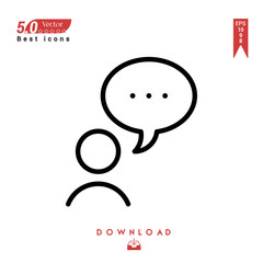 Outline speaking Icon. speaking icon vector isolated on white background. Graphic design, material-design, Best sellerr icons, mobile application, UI / UX design, EPS 10 format vector