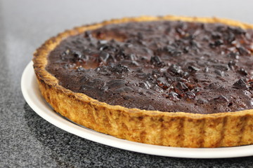 Chocolate, Pear and Pecan Tart