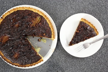 Chocolate, Pear and Pecan Tart
