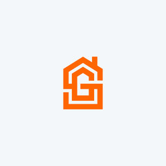 Fototapeta premium Abstract creative letter initial SG house icon logo design minimalist symbol concept vector