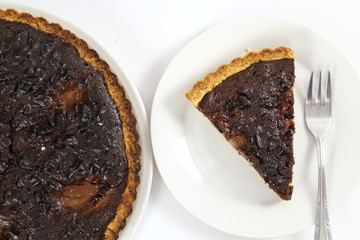Chocolate, Pear and Pecan Tart