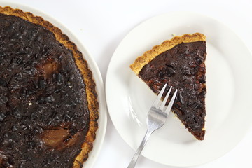 Chocolate, Pear and Pecan Tart