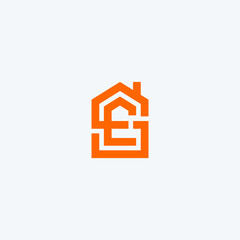 Letter initial  SE house icon logo design minimalist monogram symbol concept vector