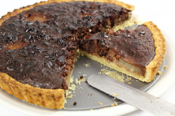 Chocolate, Pear and Pecan Tart