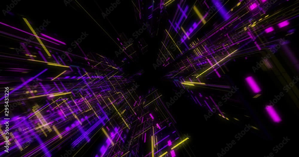 Poster seamless fly through of abstract circuitry with digital grid background, data deep learning computer
