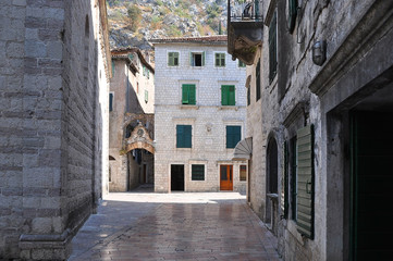 Montenegro. On the street of the ancient town of Kotor