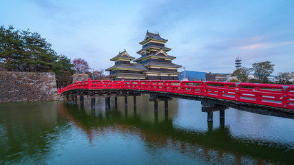 Naklejka premium Matsumoto Castle the famous place at twilight in Nagano, Japan