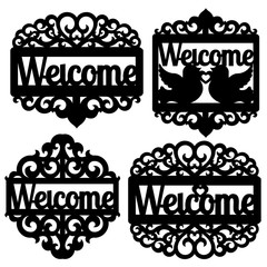 Welcome sign for laser cutting