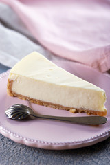 cheesecake in a pink saucer
