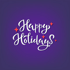 Happy holidays white handwritten isolated vector lettering