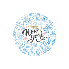 Happy New Year congratulation vector banner template