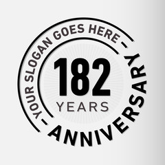 182 years anniversary logo template. One hundred and eighty-two years celebrating logotype. Vector and illustration.