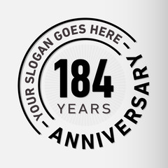184 years anniversary logo template. One hundred and eighty-four years celebrating logotype. Vector and illustration.