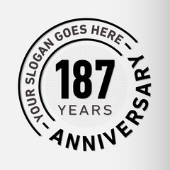 187 years anniversary logo template. One hundred and eighty-seven years celebrating logotype. Vector and illustration.
