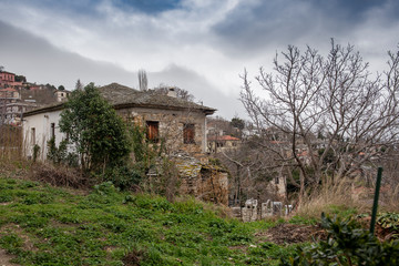 Fototapeta na wymiar greek traditional architecture on Pelion mountain in Greece.
