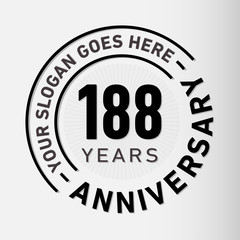 188 years anniversary logo template. One hundred and eighty-eight years celebrating logotype. Vector and illustration.