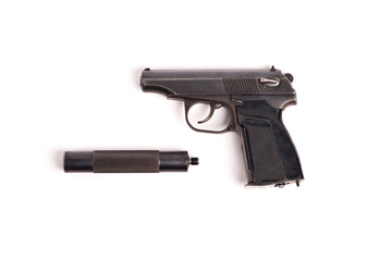 isolate Makarov pistol with silencer