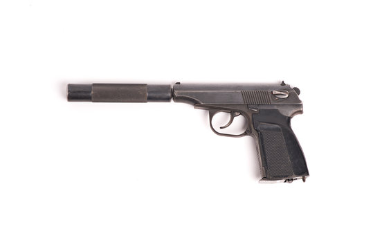 Isolate Makarov Pistol With Silencer