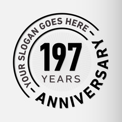 197 years anniversary logo template. One hundred and ninety-seven years celebrating logotype. Vector and illustration.