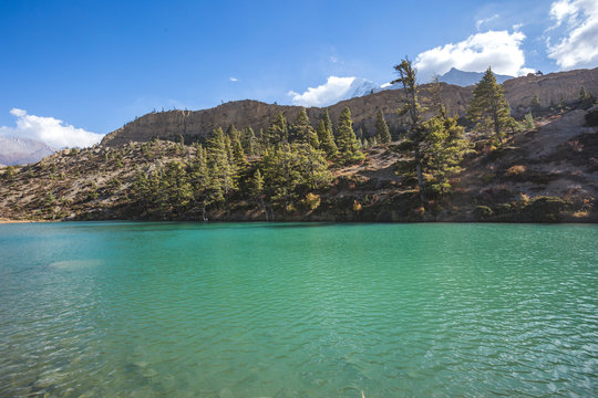 Dhumba Lake in Jomsom, Nepal. Annapurna circuit trek