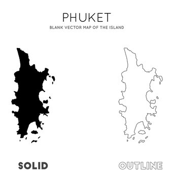 Phuket map. Blank vector map of the Island. Borders of Phuket for your infographic. Vector illustration.