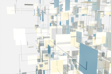 Obraz premium A three-dimensional space composed of square planes, 3d rendering.