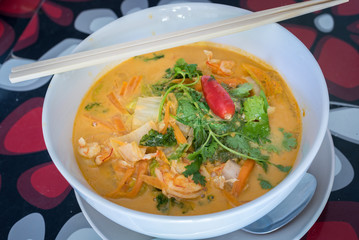 Prawn Laksa, one of the best Asian cuisine in Australian taste.
