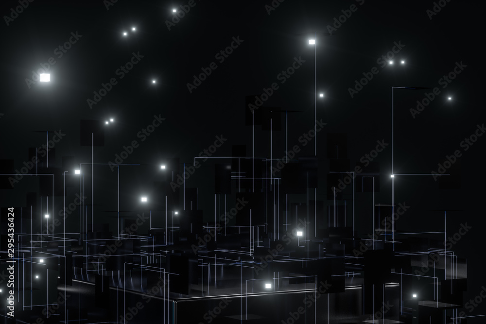 Aufkleber a three-dimensional space composed of square planes, 3d rendering.