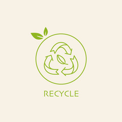 Line icon for recycle products, Vector emblem template