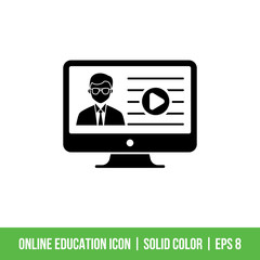 Online Education Icon Template Vector Solid Color