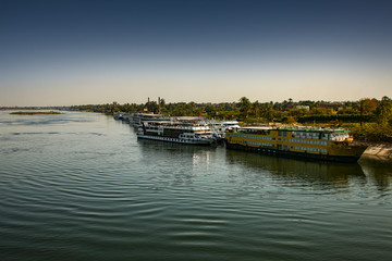 Fototapeta na wymiar tourist boat on nile river in Luxor - egypt