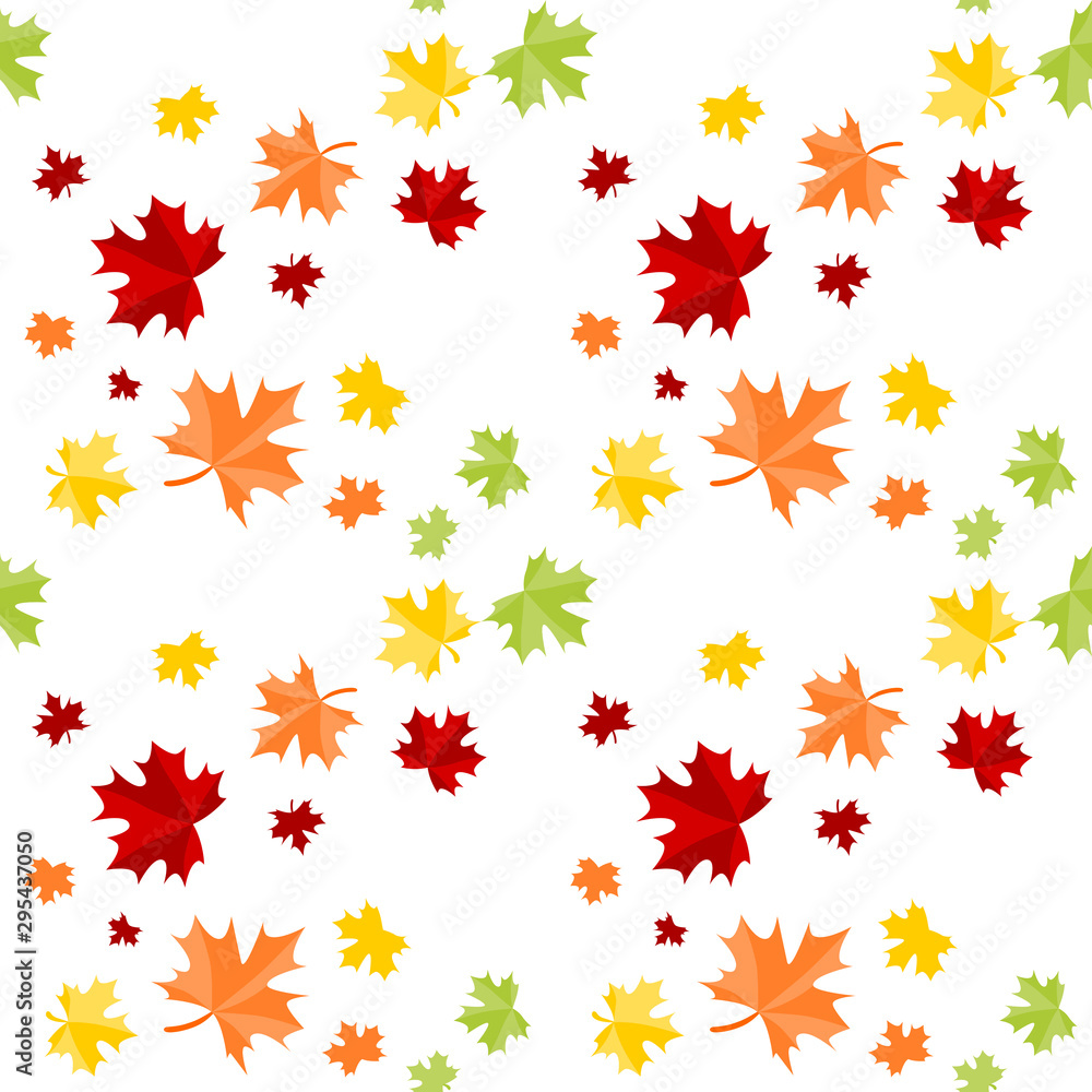 Wall mural autumn leaves seamless pattern on white background