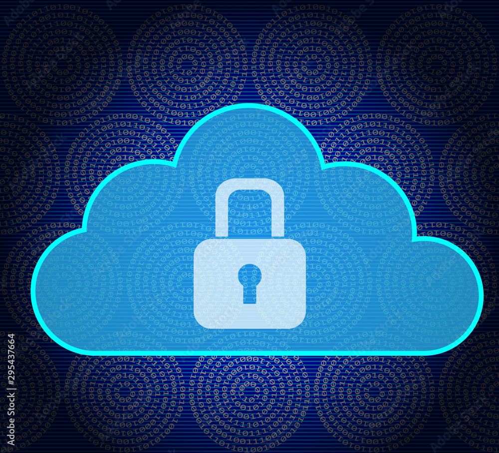 Leinwandbilder clouds information security design with lock and binary code