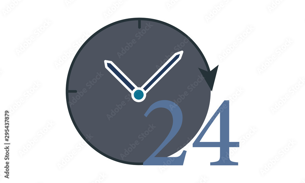 Poster 24 hours icon for continuous service availability