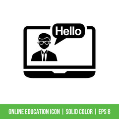 Online Education Icon Template Vector Solid Color