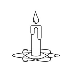 Burning candle icon. Outline thin line illustration. Isolated on white background.