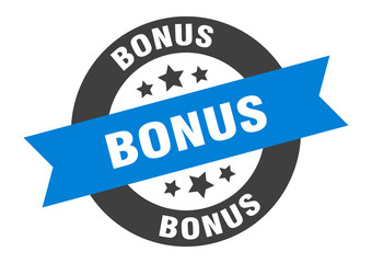 bonus sign. bonus blue-black round ribbon sticker