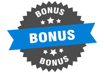 bonus sign. bonus blue-black circular band label