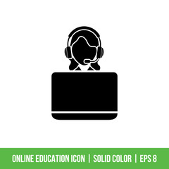 Online Education Icon Template Vector Solid Color
