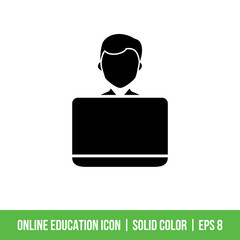 Online Education Icon Template Vector Solid Color