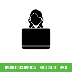 Online Education Icon Template Vector Solid Color