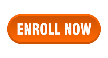 enroll now button. enroll now rounded orange sign. enroll now