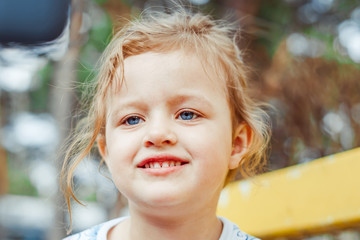 little girl joyful on the street