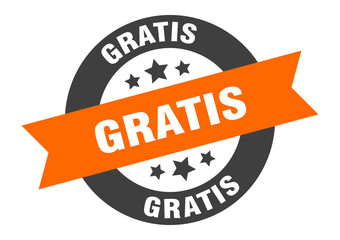 Obraz premium gratis sign. gratis orange-black round ribbon sticker
