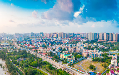 Fototapeta na wymiar Aerial aerial photographs of coastal city scenery in Beihai City, Guangxi