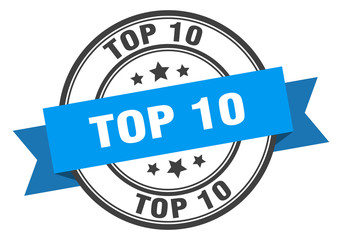 top 10 label. top 10 blue band sign. top 10