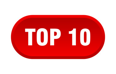 top 10 button. top 10 rounded red sign. top 10