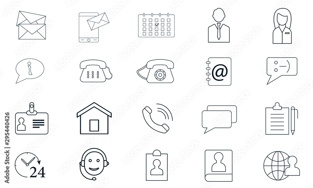 Poster contact icon set for web and mobile applications