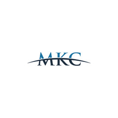 Initial letter MKC, overlapping movement swoosh horizon logo company design inspiration in red and dark blue color vector